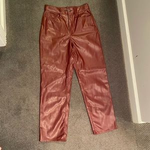 Burgundy - The Perfect Vintage Straight Jean: Faux Leather Edition